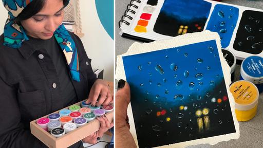 Paint a Rainy Night with Gouache