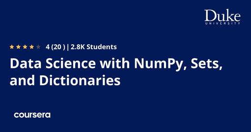 Data Science with NumPy, Sets, and Dictionaries