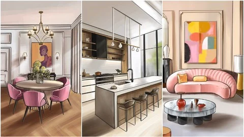 Interior Design Sketching in Procreate