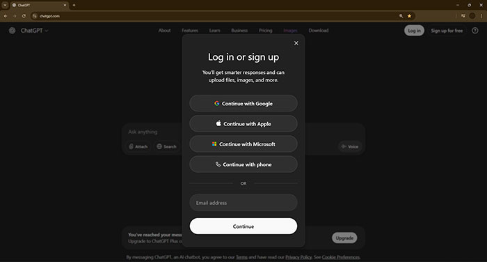 ChatGPT homepage