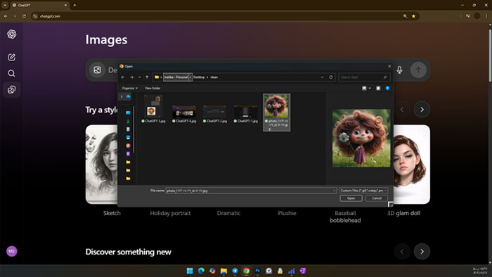 Image upload interface